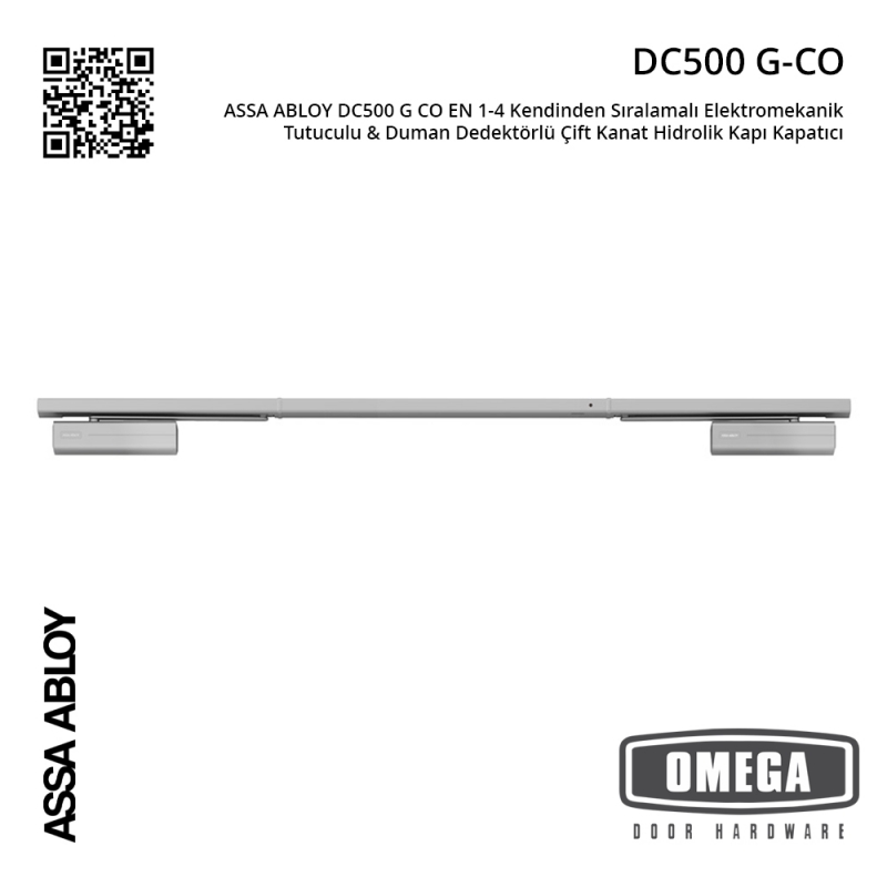 ASSA ABLOY DC500 G CO EN 1-4 Kendinden Sıralamalı Elektromekanik Tutuculu & Duman Dedektörlü Çift Kanat Hidrolik Kapı Kapatıcı