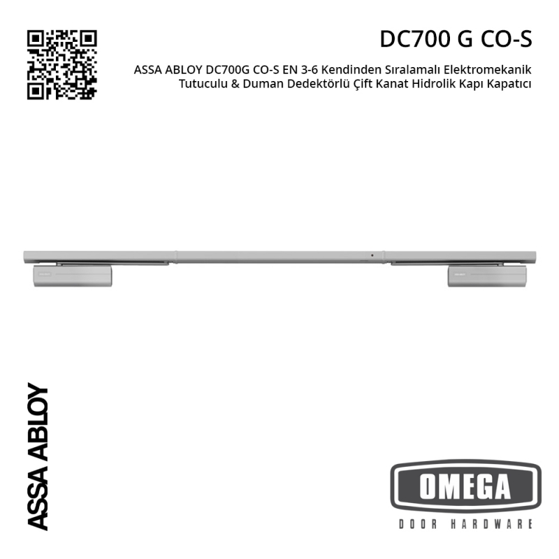 ASSA ABLOY DC700 G CO-S EN 3-6 Kendinden Sıralamalı Elektromekanik Tutuculu & Duman Dedektörlü Çift Kanat Hidrolik Kapı Kapatıcı