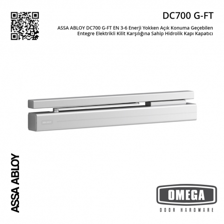 ASSA ABLOY DC700 G-FT EN 3-6 Enerji Yokken Açık Konuma Geçebilen Entegre Elektrikli Kilit Karşılığına Sahip Hidrolik Kapı Kapatıcı