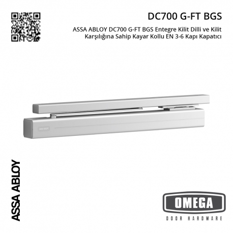 ASSA ABLOY DC700 G-FT BGS Entegre Kilit Dilli ve Kilit Karşılığına Sahip Kayar Kollu EN 3-6 Kapı Kapatıcı