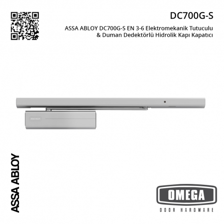 ASSA ABLOY DC700G-S EN 3-6 Elektromekanik Tutuculu & Duman Dedektörlü Hidrolik Kapı Kapatıcı