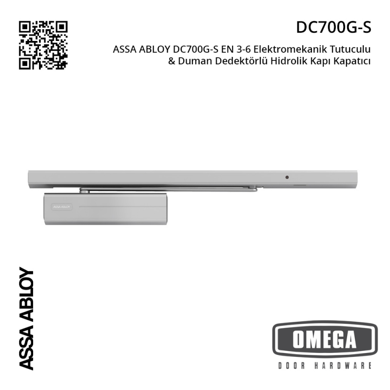 ASSA ABLOY DC700G-S EN 3-6 Elektromekanik Tutuculu & Duman Dedektörlü Hidrolik Kapı Kapatıcı