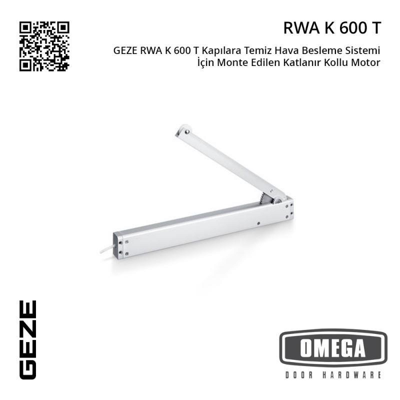 GEZE RWA K 600 T Kapılara Temiz Hava Besleme Sistemi İçin Monte Edilen Katlanır Kollu Motor