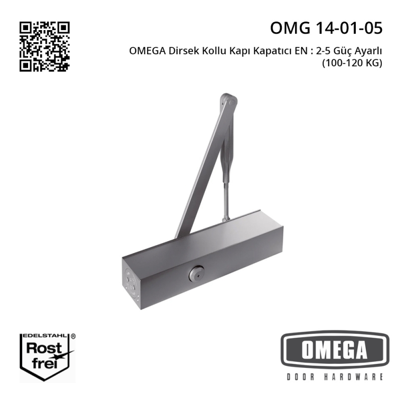 OMEGA Dirsek Kollu Kapı Kapatıcı EN : 2-5 Güç Ayarlı (100-120 KG)