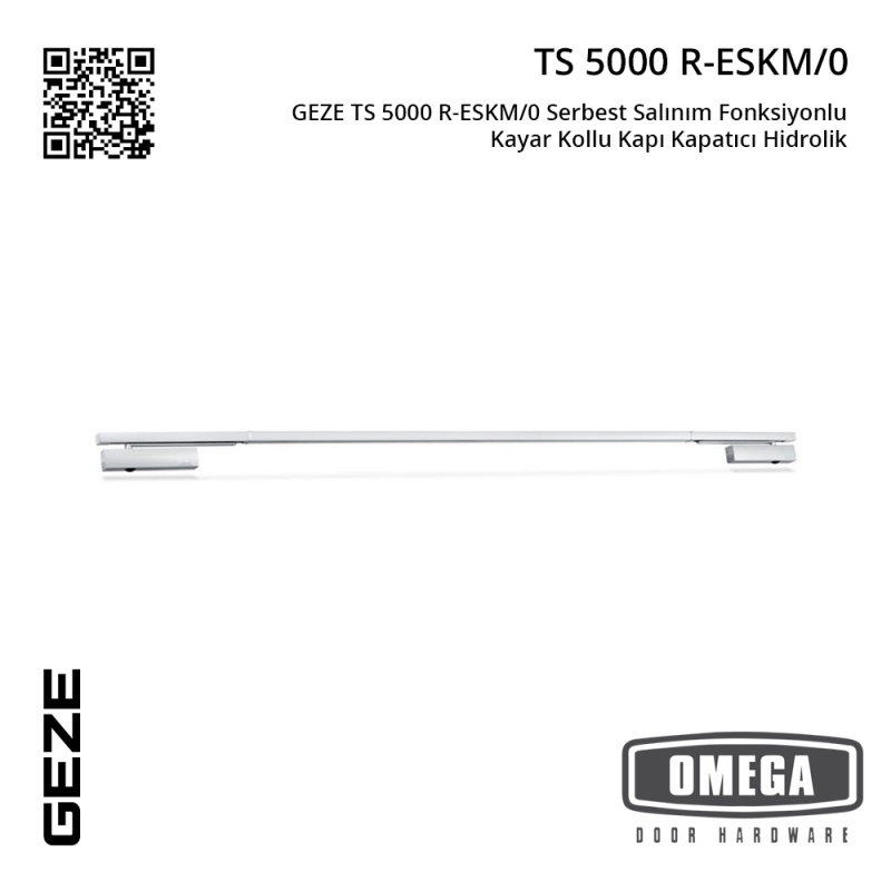 GEZE TS 5000 R-ESKM/0 Serbest Salınım Fonksiyonlu Kayar Kollu Kapı Kapatıcı Hidrolik